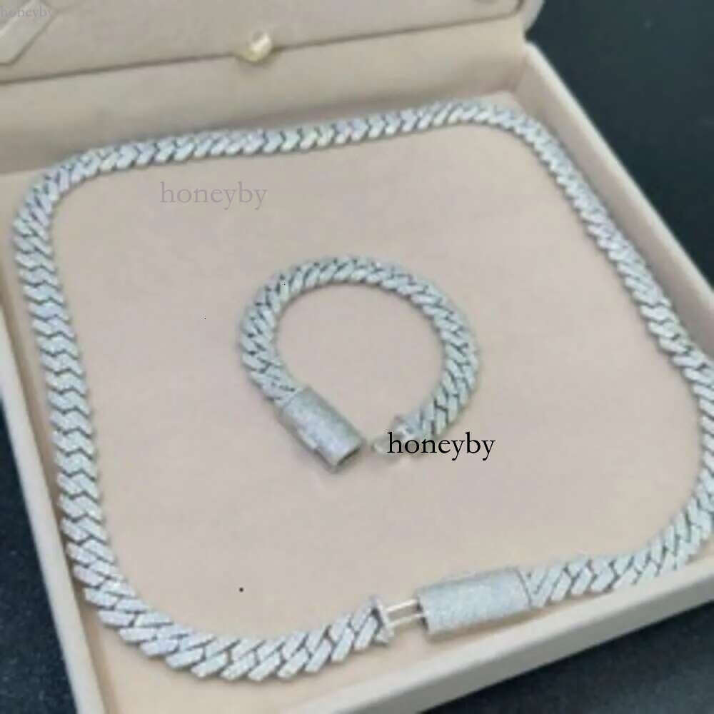 pendant necklaces designer for men Fine jewelry pass dia tester iced out Miami necklace Sterg Sier 13mm cuban k chain moissanite