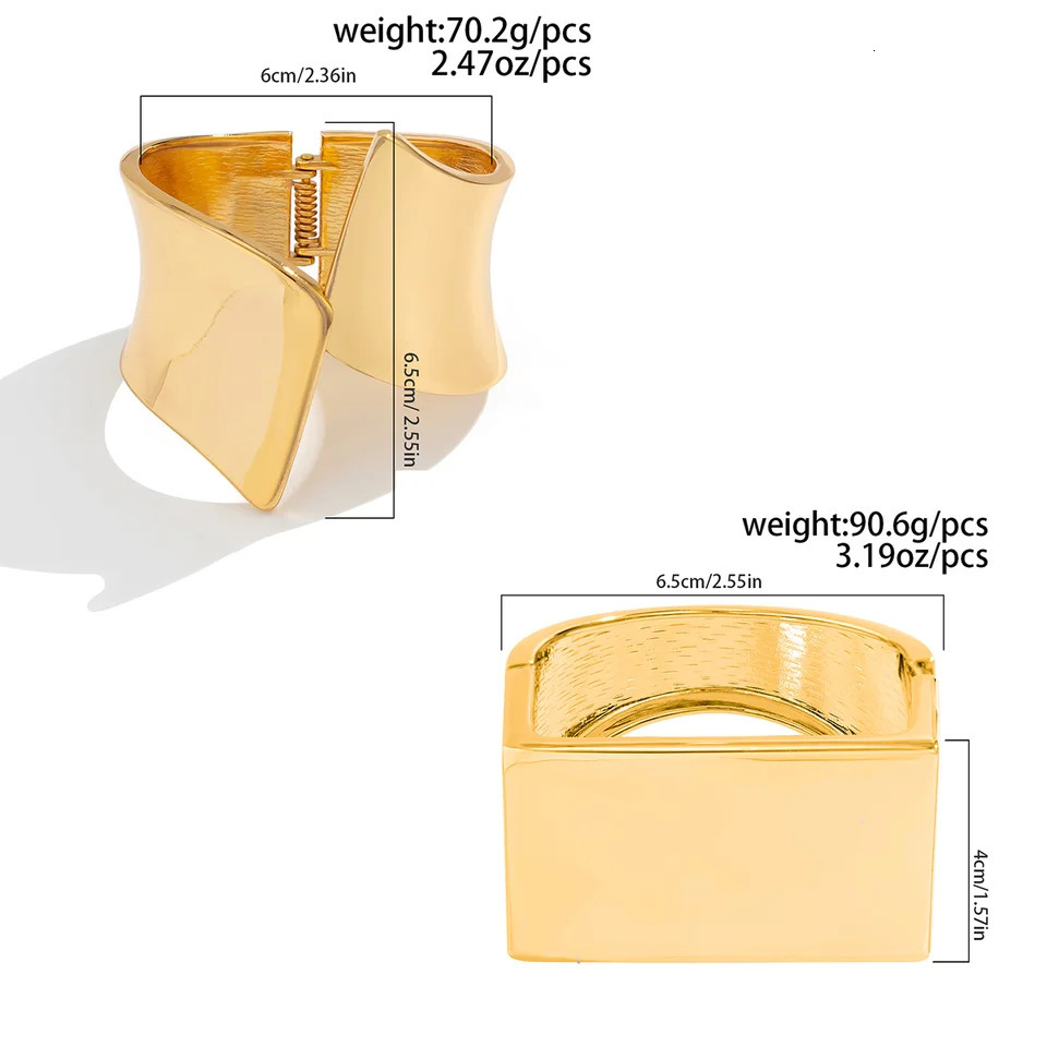 Ingemark Vintage Creative Irregular Wide Bangles Women Punk Minimalist Smooth Alloy Bangles Trendy Year Jewelry Gift 2025 250320