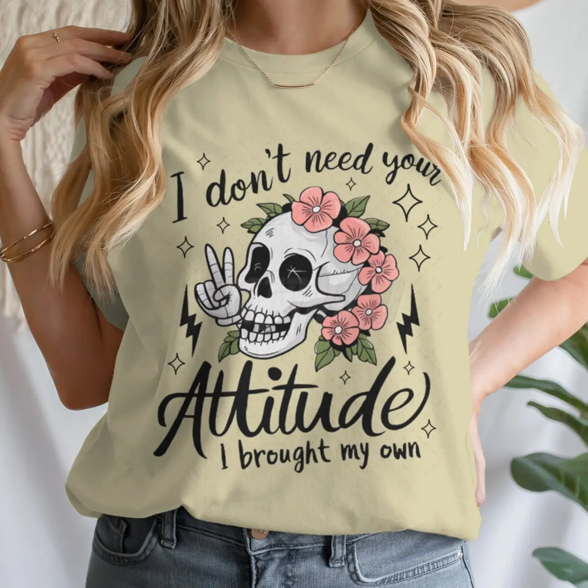 Sarcastic I Dont Need Your Attitude Aesthetic Women Clothes Short Sleeve Women Clothing Fashion Summer T-shirts Tops 250320