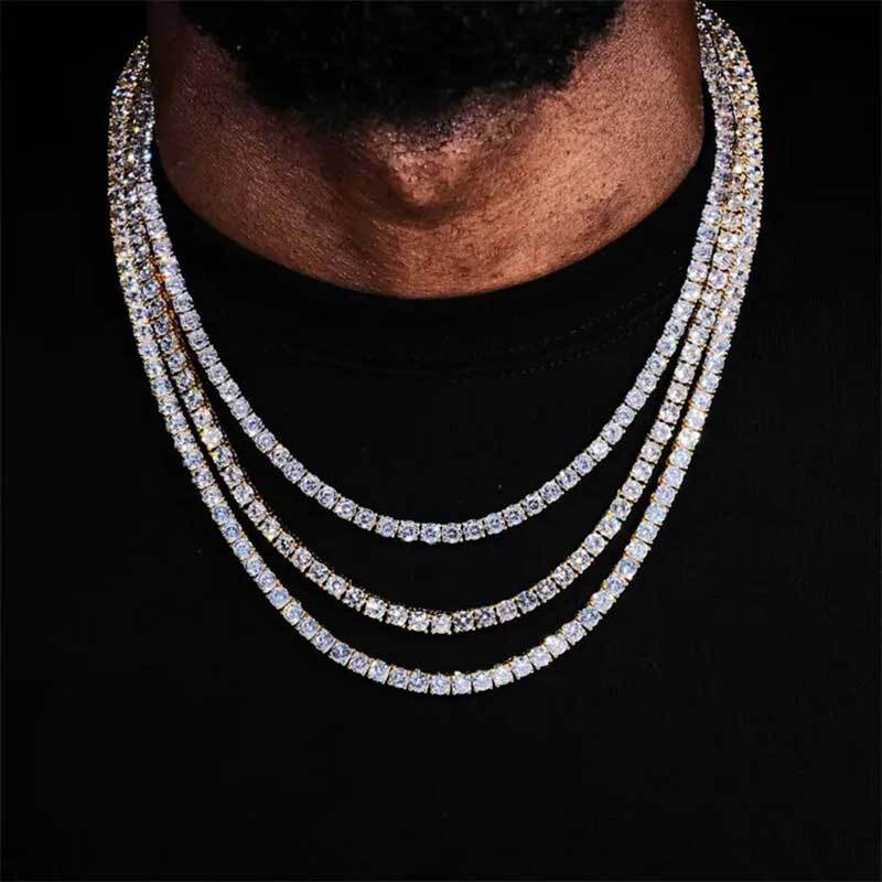 1/8/K Plated Iced Out Cz Chain Jewelry Tennis Choker Necklace Mens Hip Hop Cubic Zirconia Tennis Chain For Women Luxury Jewelry