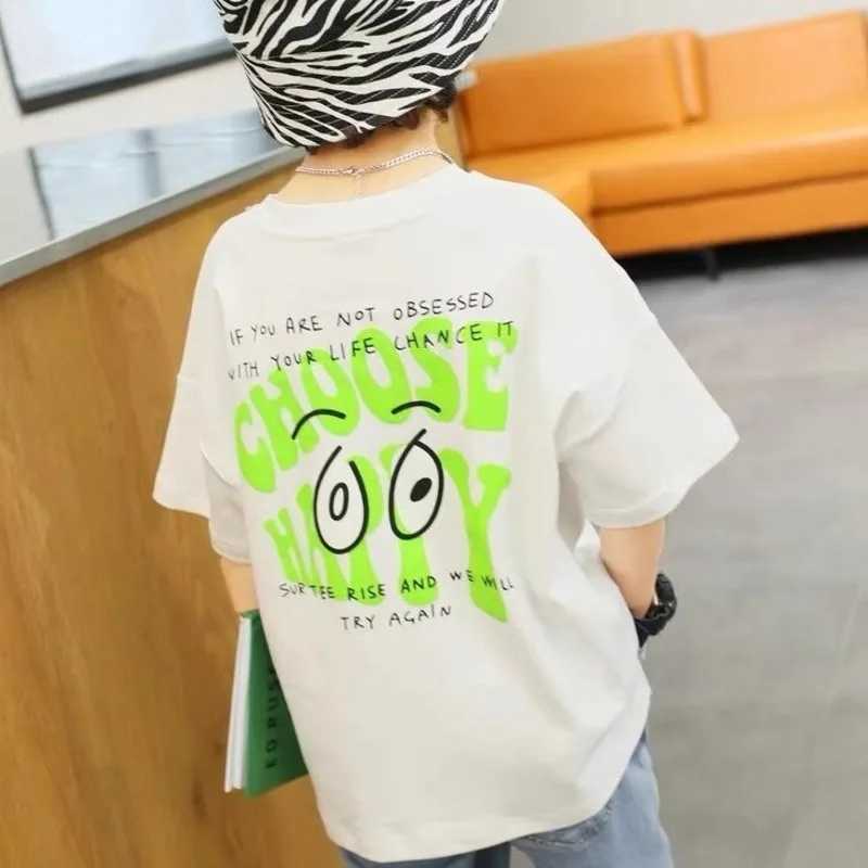 Childrens summer clothing boys short sleeved T-shirt new summer letter printing childrens half sleeved baby shirtT250320