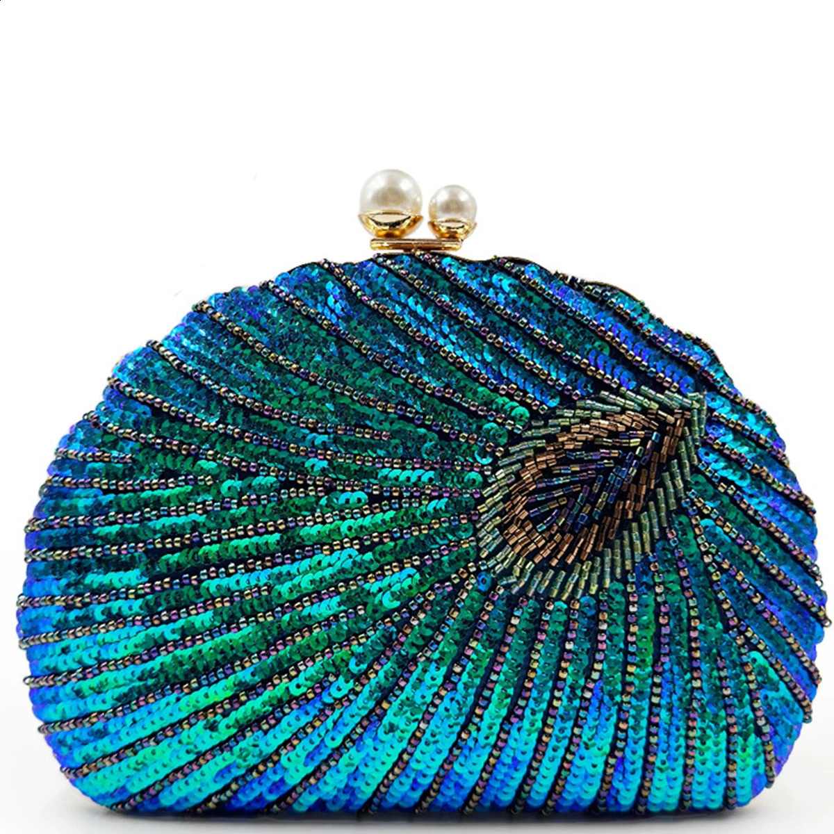 Glitter Vintage Sequins Decor Clutch Wallet Classic Peacock Feather Pattern Evening Bag Womens Shiny Satchel Bag For Party 250319