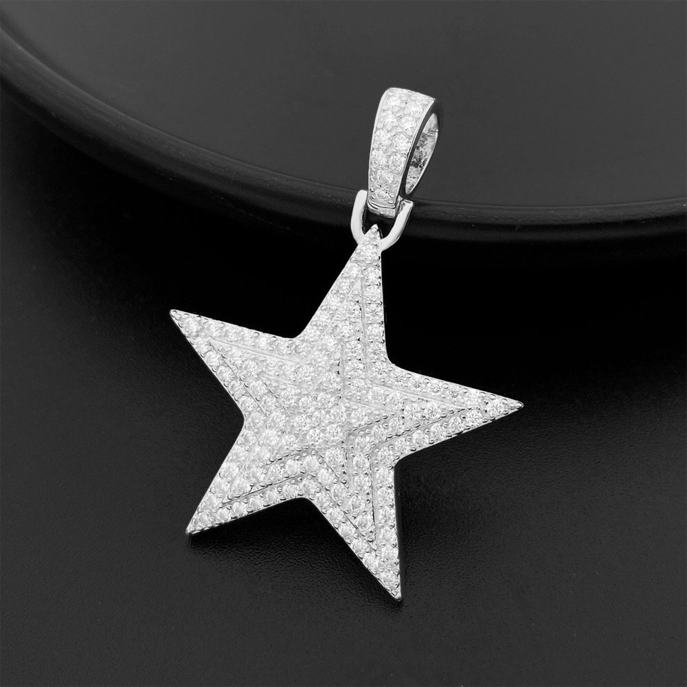 Hot Sale Hiphop Star Moissanite Pendant for Men Fine Jewlery 925 Sterling Silver Bling Iced Out Necklace Hip Hop Pendant Gift