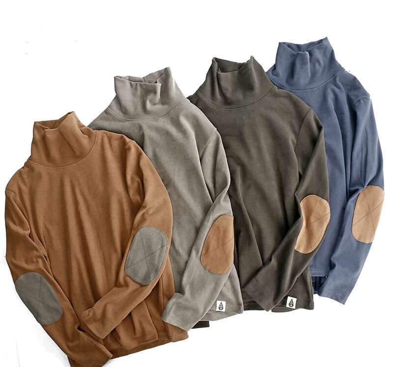 Autumn Imported Double-Sided Cashmere T-Shirt Men's Thickened Solid Color Turtleneck Long Sleeve Casual Couples Bottoming Tops