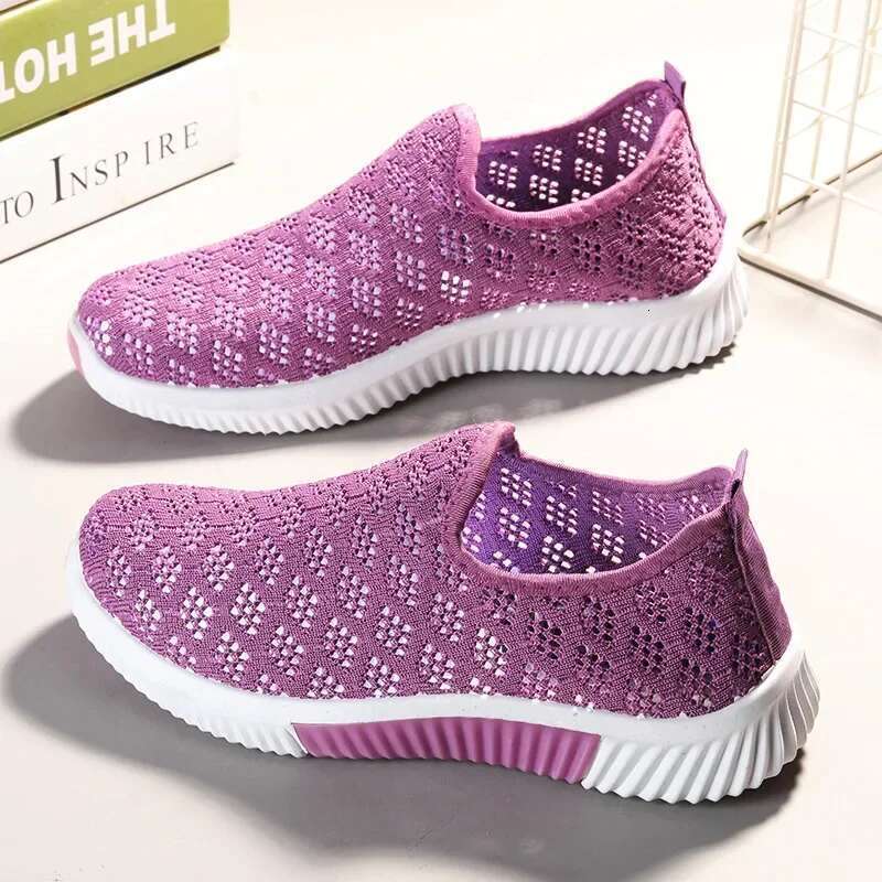 2024 New Summer Korean Mesh Comfortable Women Breathable Hollow Sports Walking Sneakers Casual Flat Ladies Solid Shoes