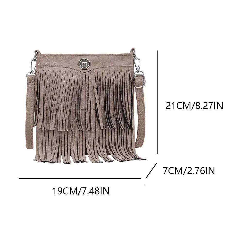 Retro Fringe Shoulder Ladies Hobo Tassel Crossbody Large Cell Phone Bag For Women Work Shopping Travel