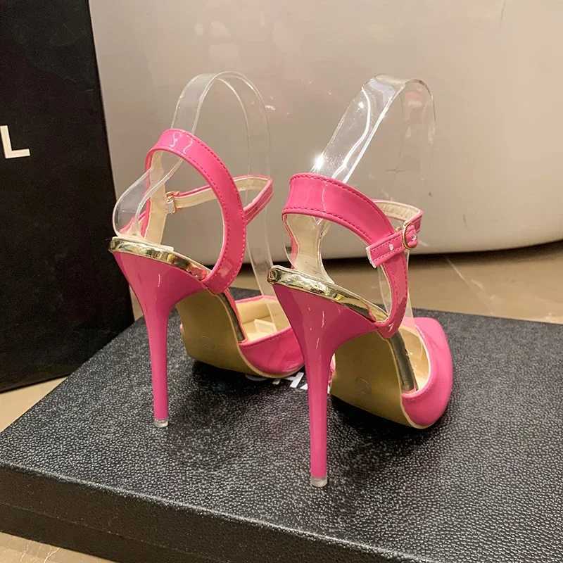 2023Sexy High H shoes Colour Wan Pumps Patent Leather Heeled Shoes Fem Stiletto H New Wen Sandals Red Party Shoes Y250319