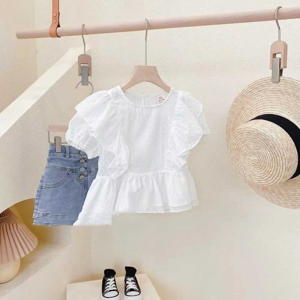 Girls summer T-shirt childrens short sleeved shirt baby T-shirt fashionable childrens clothing setT250320