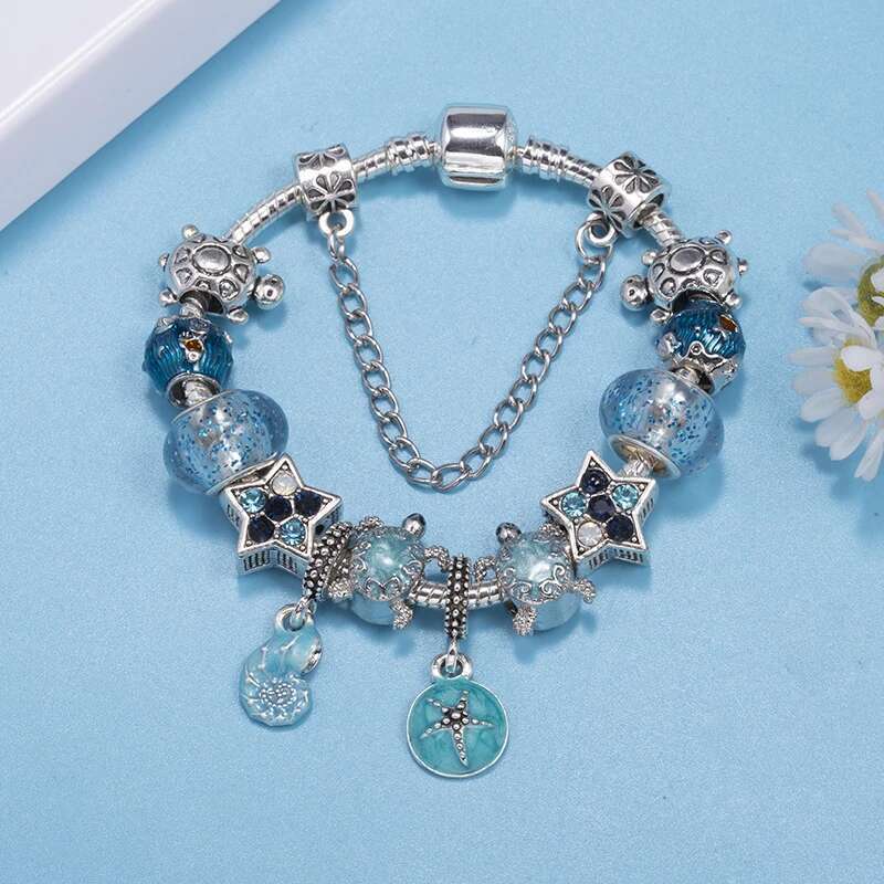 Summer Styles Charm Bracelets Fits DIY Crystal Turtle Shell Beads Bracelet For Women Men Bijoux Pulseras Jewelry Gift Wholesale