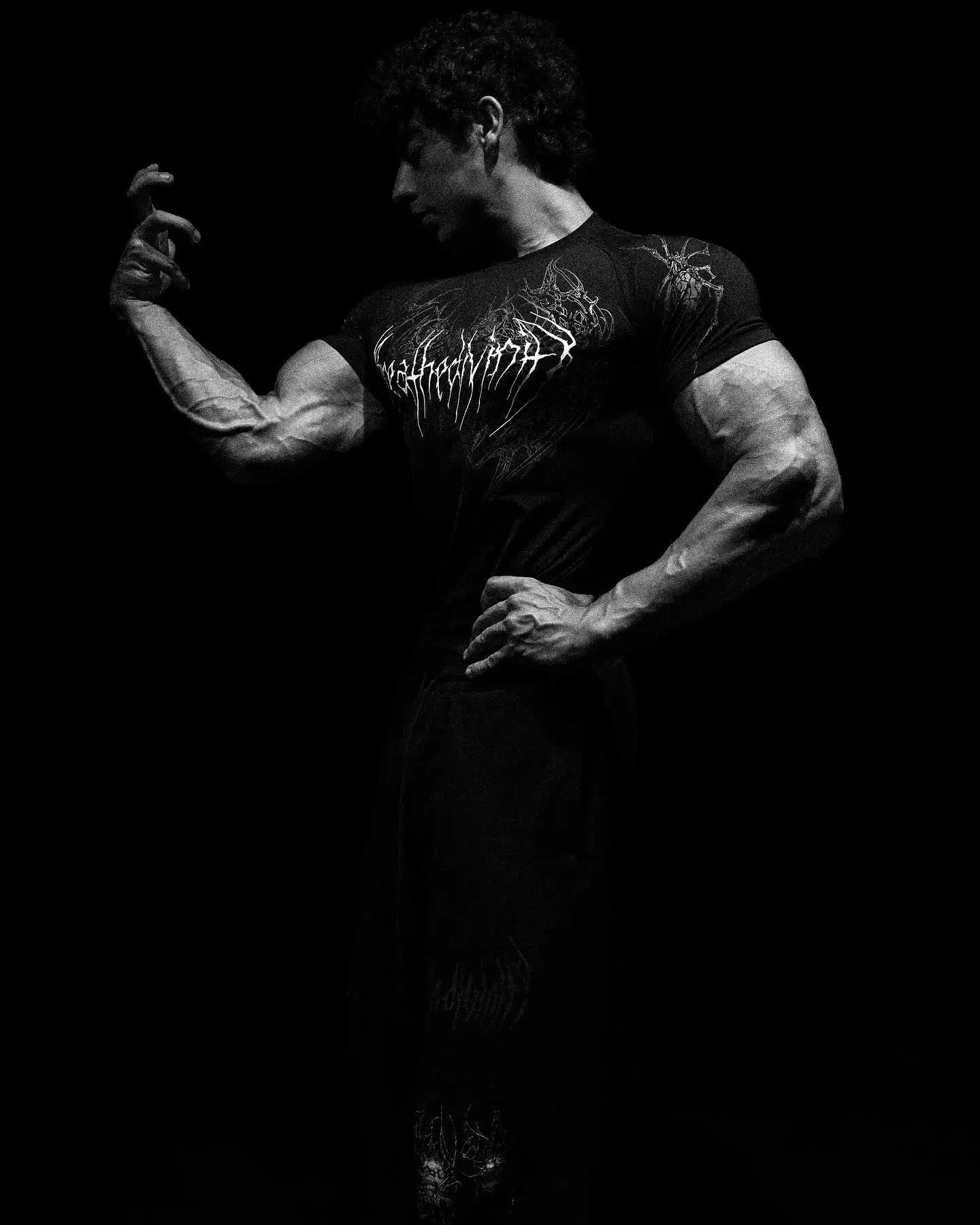 Gothic Fashion Shirt Short Sleeve Muscle Men Gym Sports Tops Breathable Quick Dry Black Tight T Shirts Y2K Graphic Print Clothes 250320