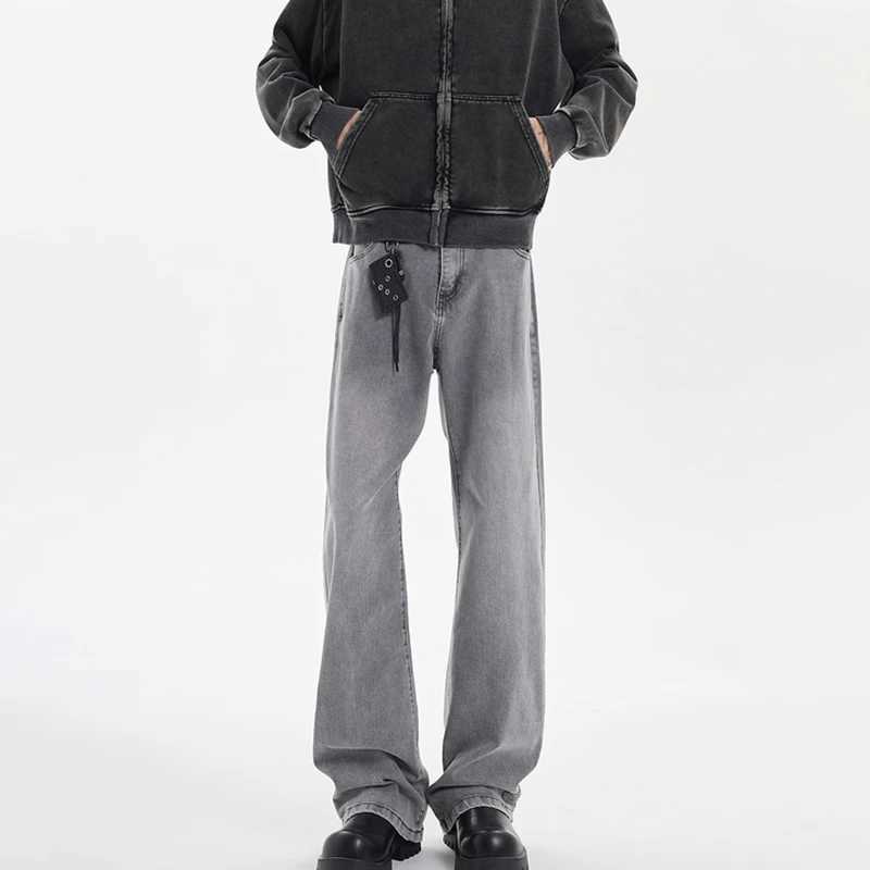 Vintage Distressed Jeans Fashion Streetwear Mens Baggy Jeans High Street Wide Legs Denim Trousers Casual Straight PantsT250319