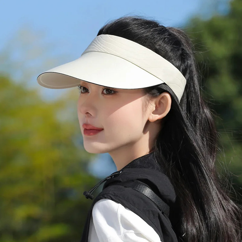 Summer Hats For Women Sun Hat Seamless Wide Brim Empty Top Sunscreen Outdoor Casual Sport Uv Protection 2025 Sun Visor 250320