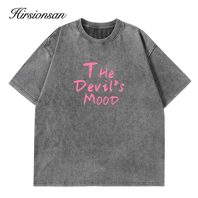 Hirssionsan Pickled T-shirt Womens Retro Cotton T-shirt Street Clothing Soft Mineral T-shirt Girls Loose Letter Printed Top Y2kT250320