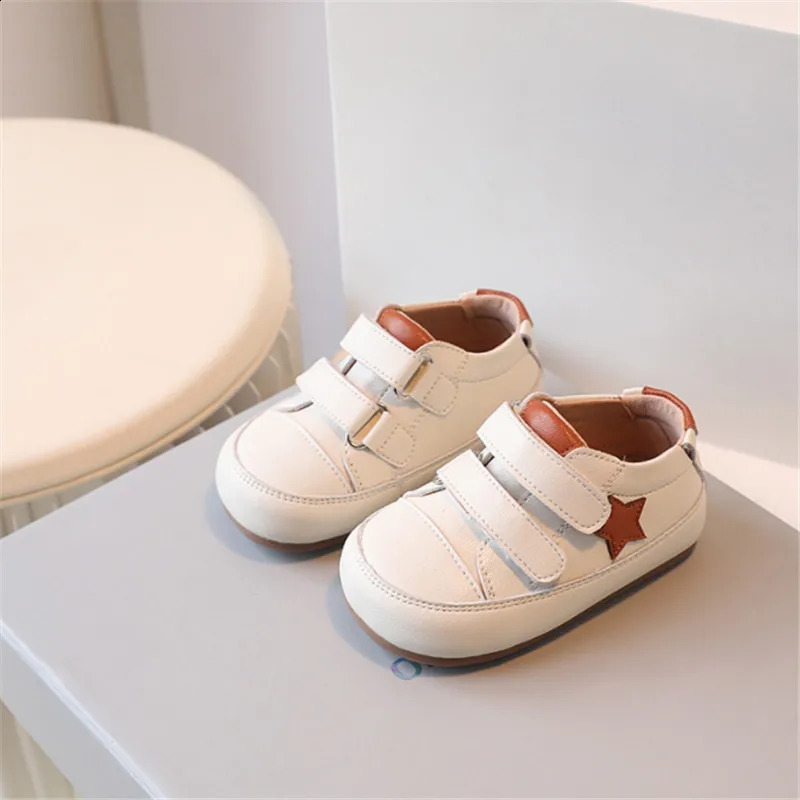 0-5 Years Baby Shoes Microfiber Leather Toddler Boys Barefoot Shoe Star Soft Sole Girls Outdoor Tennis Fashion Kids Sneakers 250319