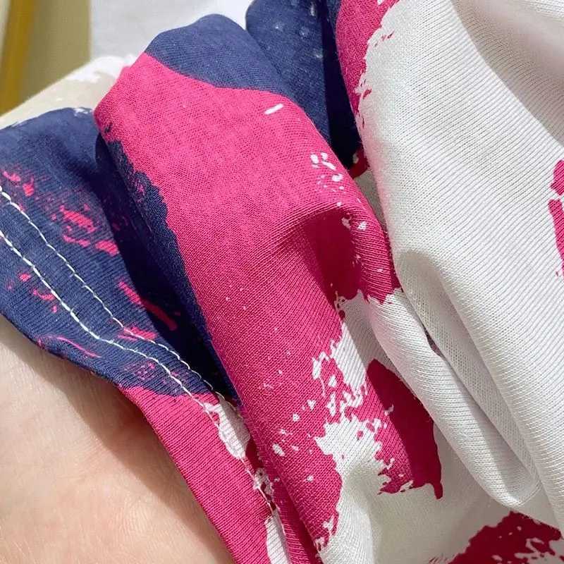 Tie Dye Printing Vintage O-Neck Pullover Short Sleeve T-Shirt Womens Blouse Shirt Korean Fashion Female Clothing Tops 2024T250319