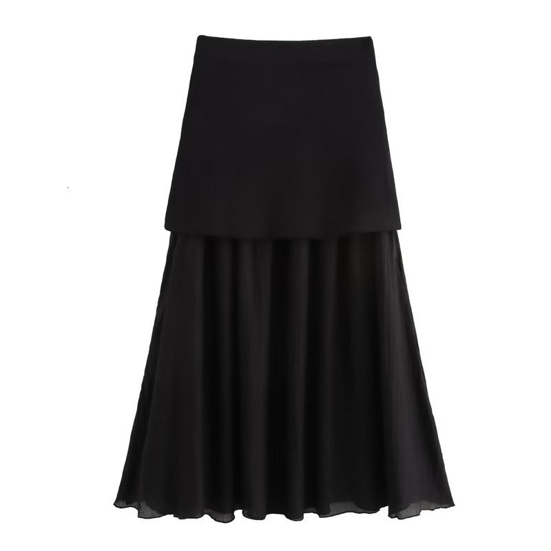 Women's clothing 2024 summer new product V-neck gold button knitted vest+pleated half skirt set