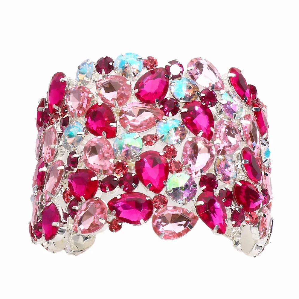 Bling Crystal Exaggerated Hand Bangle Water Drop Women Fashion Show Rhinestone Bracelet Bangle Wedding Jewelry 250320