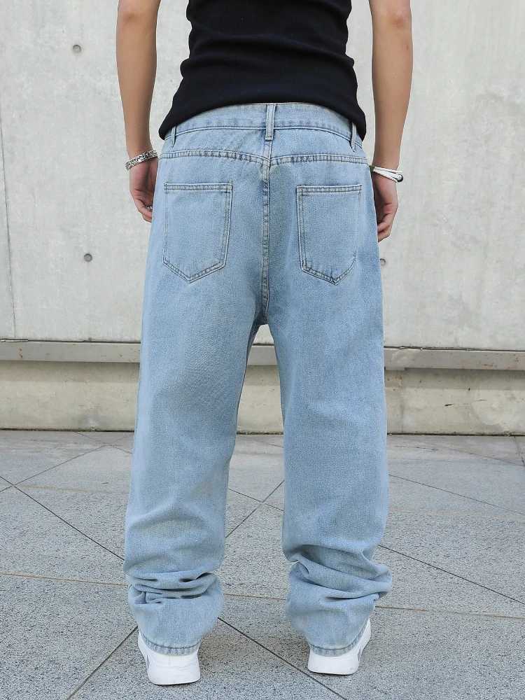 Spring Autumn Men Baggy Jeans Oversize Straight Loose Casual Denim Trousers Solid Color Streetwear Fashion Y2k Wide Leg PantsT250319