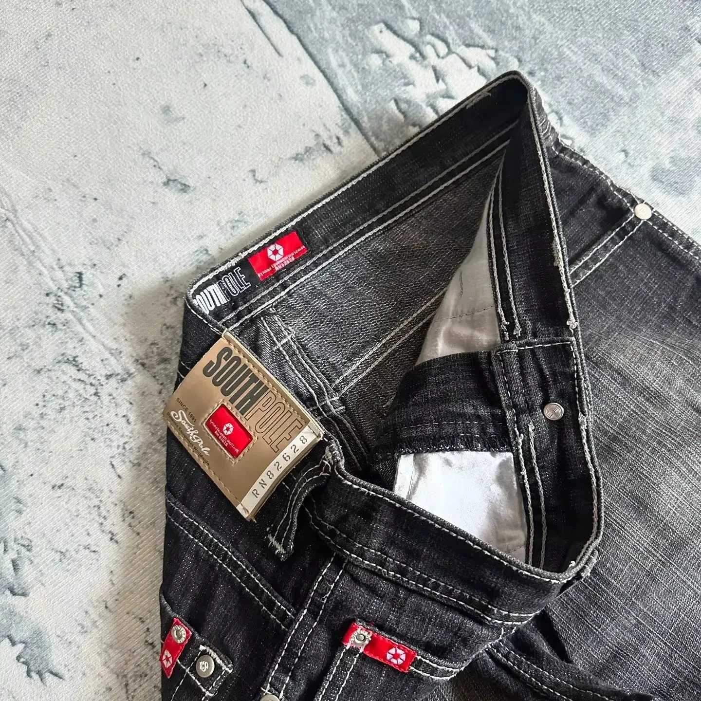 American fashion hip-hop clown oversized jeans womens street Y2K new clarity spot hot mop wide leg pants neutral loose jeansT250319