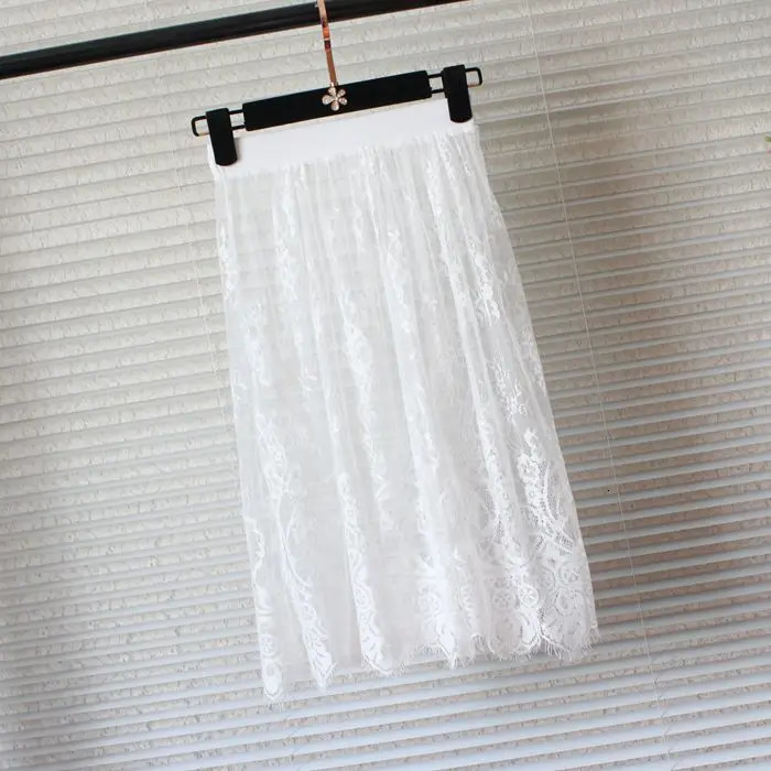 Women Skirt Extender Lace Hollow Out A-Line Women Lady Lace Slip Casual Skirt Underskirt Petticoat 250320