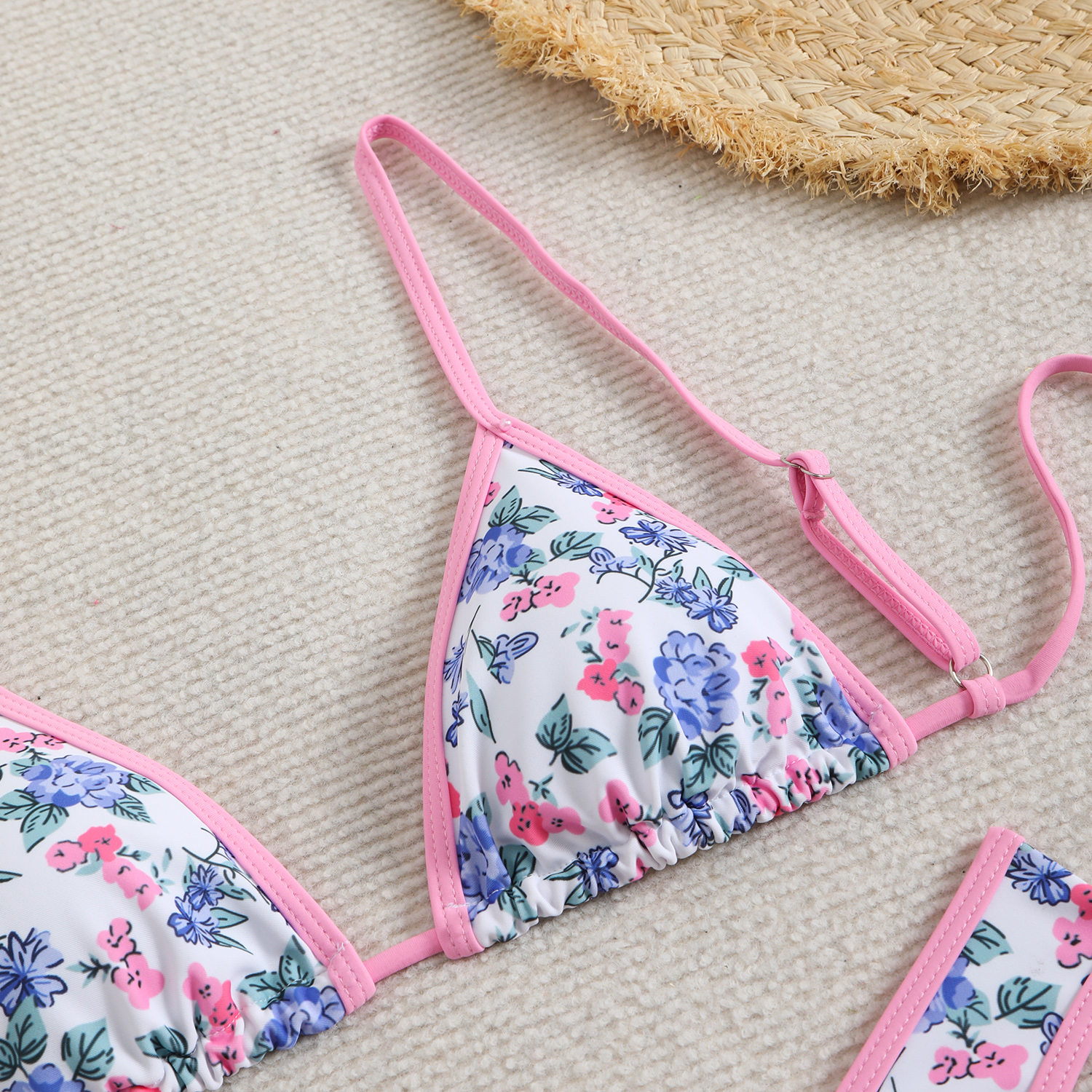 Women Cute Thong Bikini Swimsuit 2025 Triangle Bikinis Set Female Two-piece Swimwear Floral Print Bathing Suits for Summer Beach Brazilian Bathing Sui