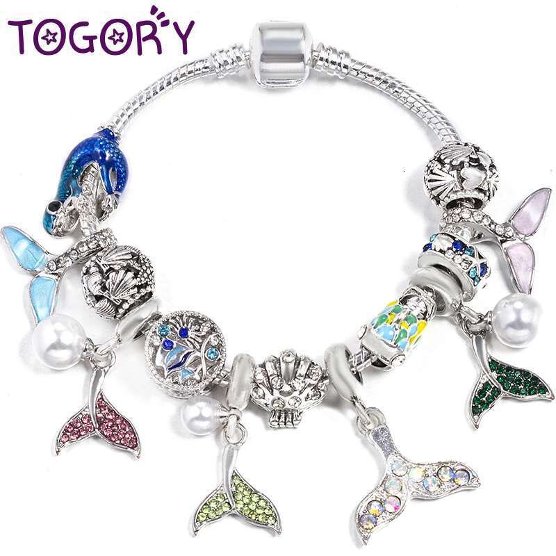 Summer Styles Charm Bracelets Fits DIY Crystal Fish Tail Beads Bracelet Bangles For Women Bijoux Pulseras Jewelry Gift Wholesale