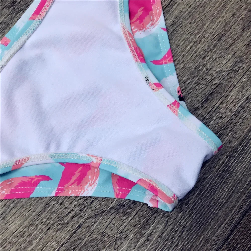 Girl bikini cute flamingo print twopiece beachwear childrens split swimsuit baby 250319