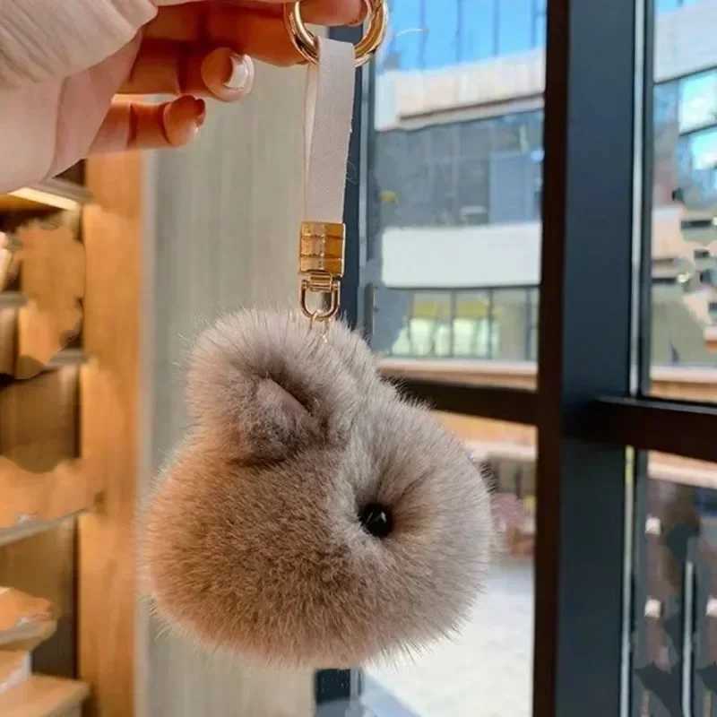Rabbit keychain ring fluffy bunny pavilion keychain charm cute keychain pocket keychain pendant white gray wholesaleXJ250319