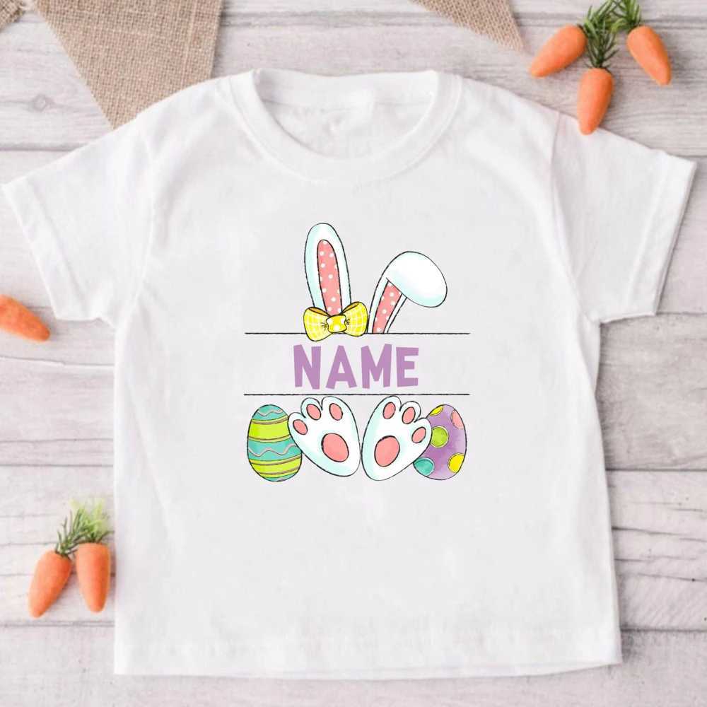 Personalized Bunny Kids Easter T-shirt Custom Name Child Shirts Tops Boys Girls Shirt Easter Party Outfits Toddler Holiday TeeT250320
