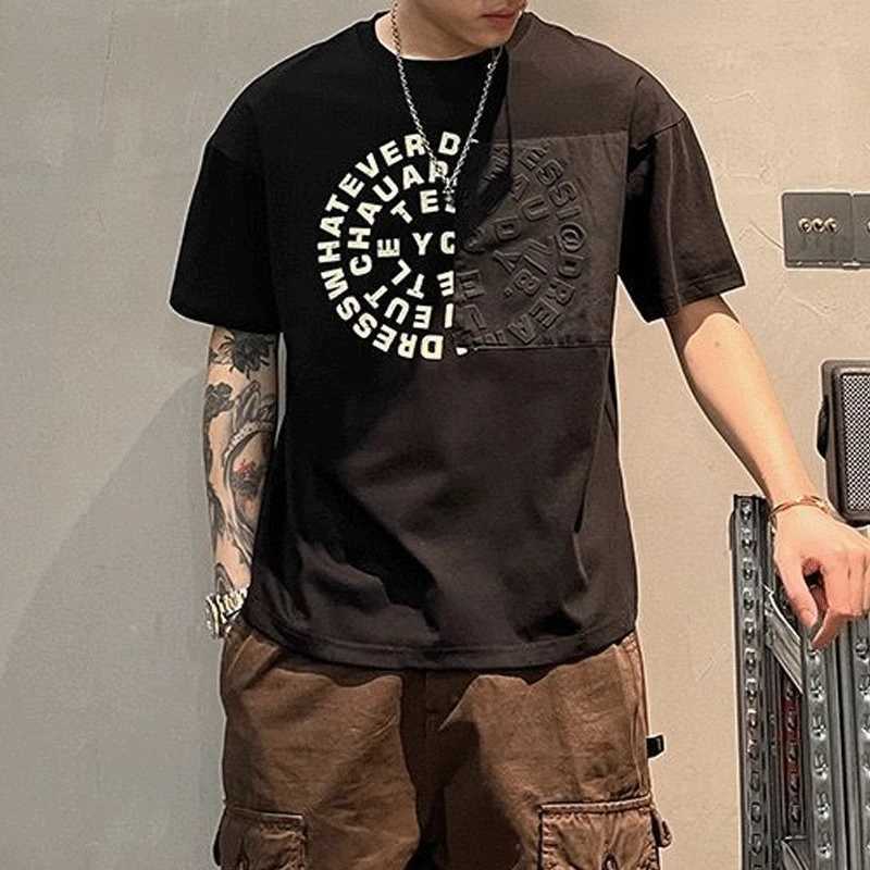 2023 New Mens Clothing Summer Fashion Casual Korean Version Youth Trend Round Neck Letter Printed Loose Cotton Commute T-shirtT250319