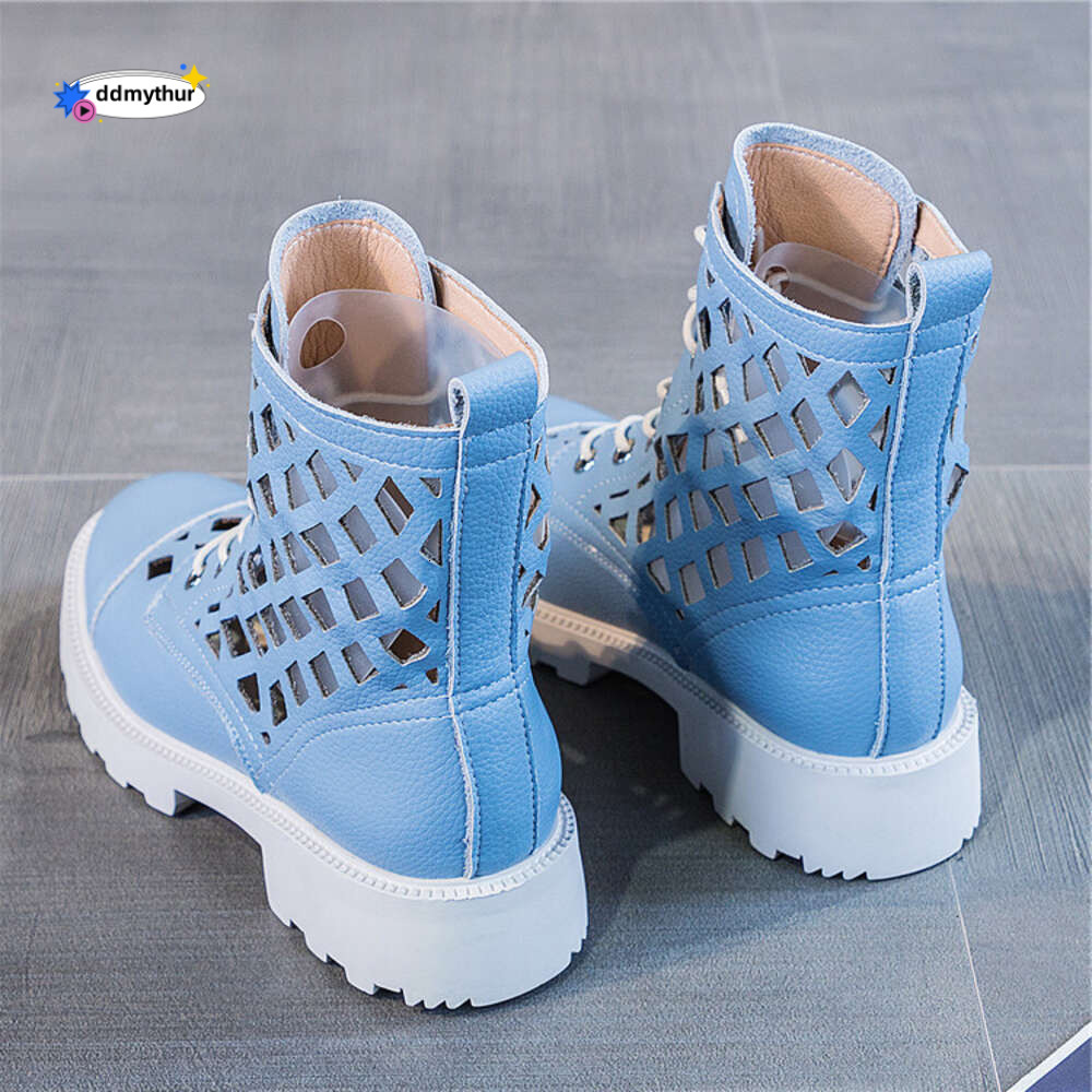 2024 Summer New Cool Candy Color Colored Large Size Women's Hollow out Thin Martin Boots ddmythur