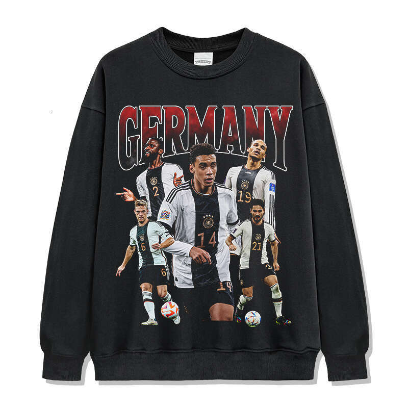 Football American German Team Printed Short Sleeved T-Shirt, Pure Cotton Round Neck Hooded Sweatshirt