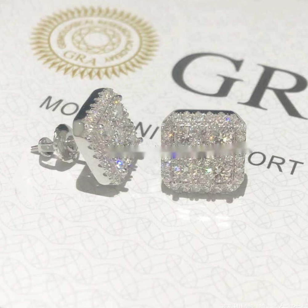 Custom Fashion Finey Jewelry Sterg Sier Earrings Ice Out Vvs Moissanite Dia Earring for Woman