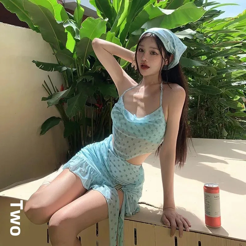 2025 Womens Swimsuit Mint Green Wave High end Bikini Set Resort Spring Elegant Split Style 250319