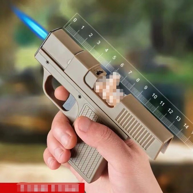 Creative Turbine Gas Windproof Lighter Welding Gun Shape Cigarette Case Box Storage 3 IN 1 Unusual Camping Men's Gift Small Toy W260202