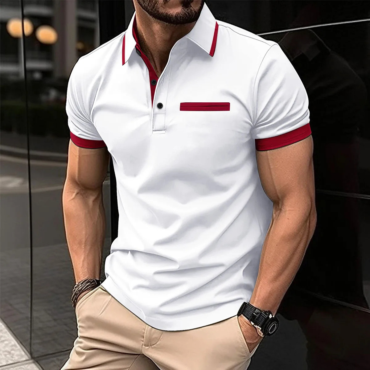 Solid Coloured Printed Polo Mens Clothing Simple 3D Print T-shirts for Men Breathable Mens Short Sleeve Polo Casual Loose Tops 250319