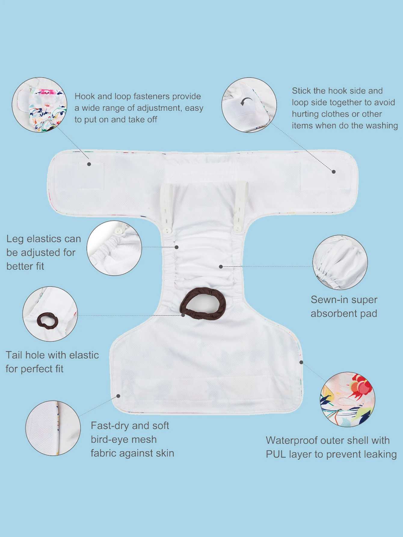 1 reusable female dog diaper washable puppy cycle diaper suitable for thermal cycling of different sizes Y250320