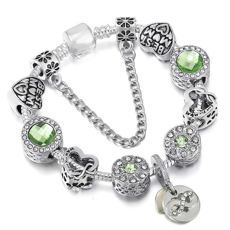 Tibetan Silver Color Gigantic Beads Bracelet Purple Crystal Charm Bracelet & Bangle For Women Mom Pulseras Jewelry Dropshipping