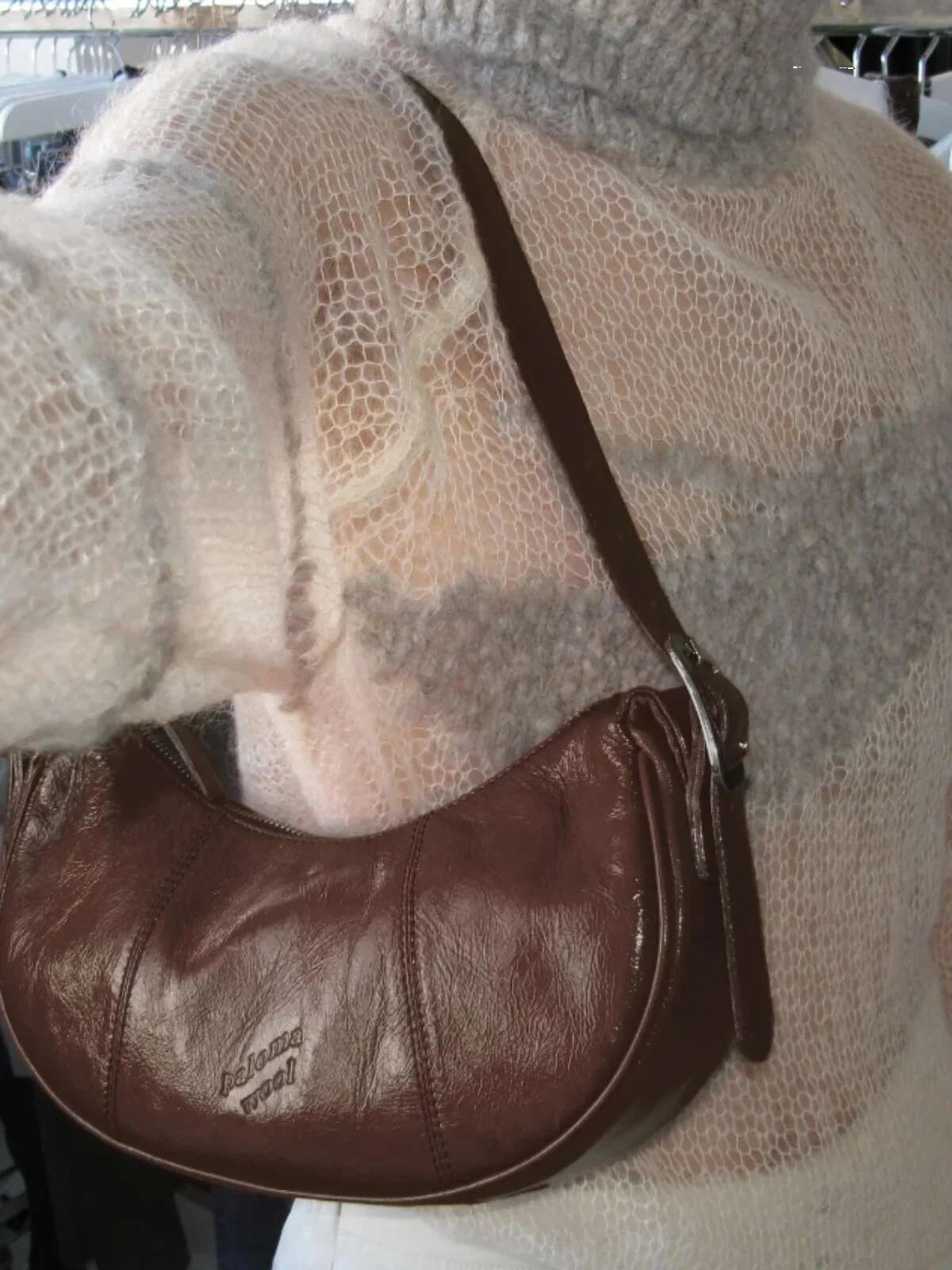 Wool Paloma New Women's Brand Cowhide Curved Moon Underarm Single Shoulder Crossbody Bag