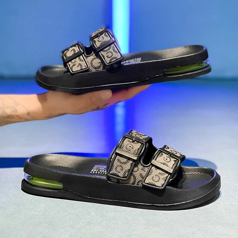 YRZL Mens Slides Lightweight Anti Slip Slippers for Men Beach Casual Air Cushi Cfortable Black Bathroom Slippers for Men Y250320