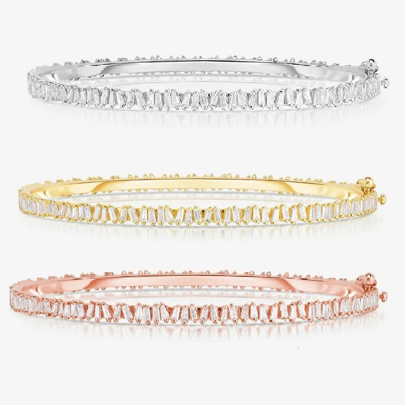 Iced Out Bling 5A Rectangle Cubic Zirconia CZ Cluster Top Quality Fashion Women Sparking Bangle Bracelet 250320