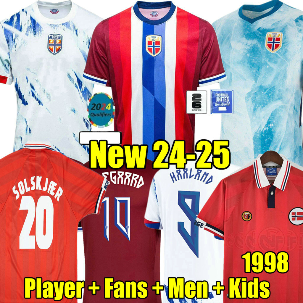 Solskjaer 1998 Player Fans Haaland 24 25 Norway Soccer Jerseys 2024 2025 noruega ODEGAARD camisetas de futbol national team Football Uniforms men Kids Kit shirt