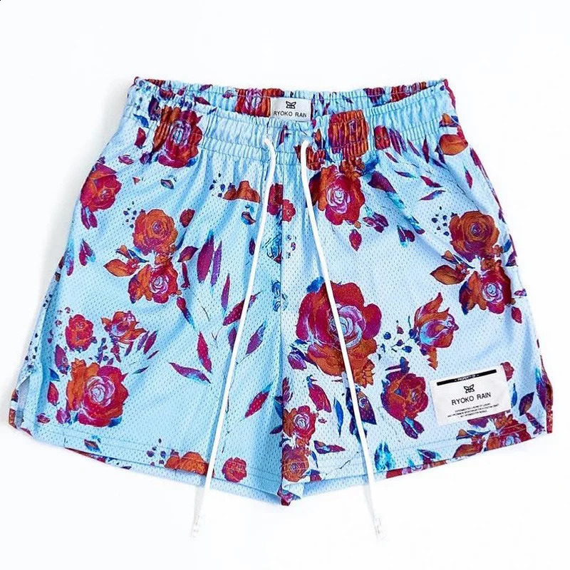 RYOKO RAIN summer mens shorts men and womens fashion beach seaside casual mesh sports quickdrying quarter pants 250319