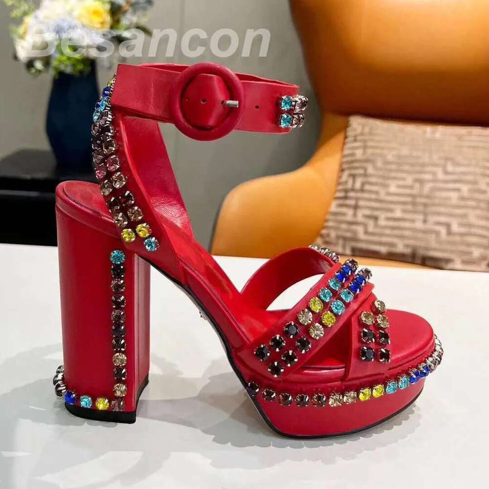 Besancon 2025 Classic style Women's high-heeled 12cm sandals Dias Genuine leather Oversized 41 42 Waterproof platform