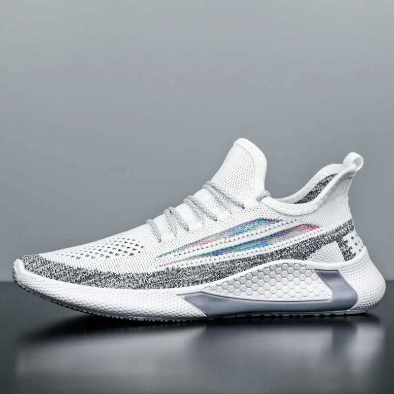 Mens mesh casual sports shoes autumn new item thick soled lace mens running casual breathable running sports shoes Y250320