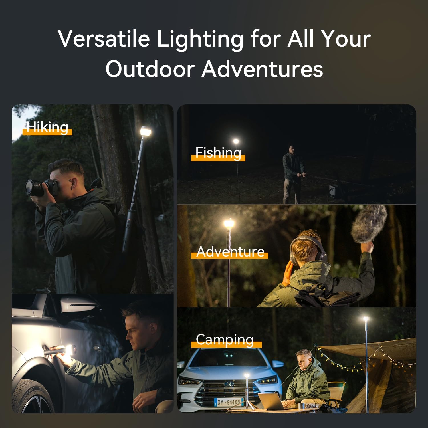 telescopicPX65 Waterproof Magnetic Telescopic Camping Lantern - Multi-Function Flashlight with Dimming Controls Ideal for Emergency, Outdoor & Hiking 