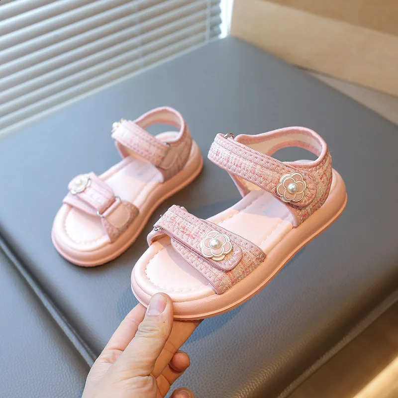 Childrens Sports Sandals 2025 Summer Girls Casual Beach Shoes Fashion Flower Soft Soled Baby Sandals 3-12 Years Old 250319