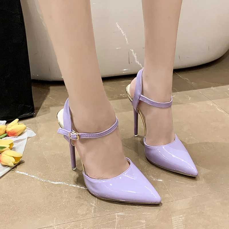 2023Sexy High H shoes Colour Wan Pumps Patent Leather Heeled Shoes Fem Stiletto H New Wen Sandals Red Party Shoes Y250319