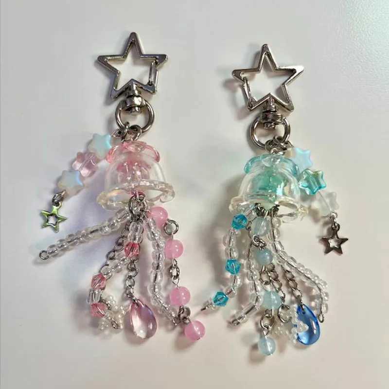 Pink blue matching soft iris jellyfish keychain bead Y2KXJ250319
