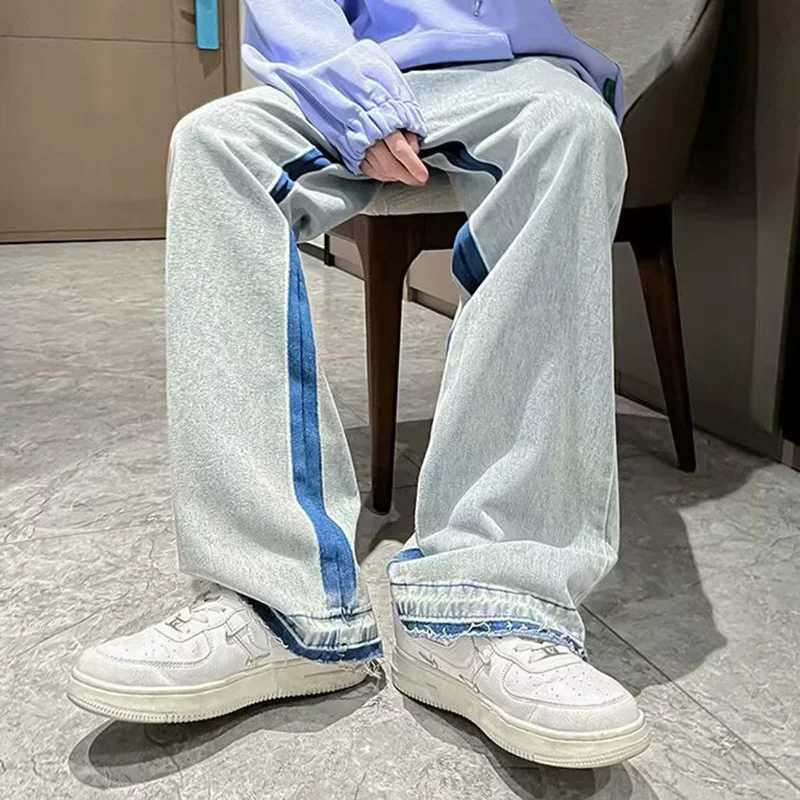 Mens Brand Retro Streetwear Trousers Male Fashion Hip-hop Chic Casual Loose Straight Pants Goth Punk Letter Print Baggy JeansT250319